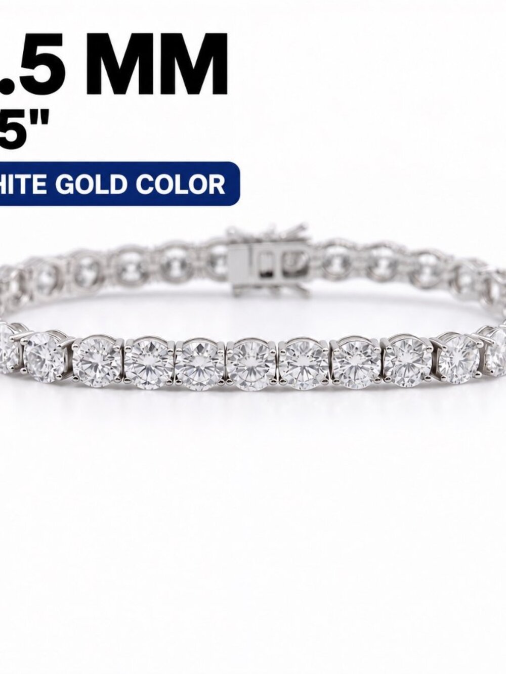 LEKANI 6.5mm Moissanite Tennis Bracelet S925 Silver 6.5 in